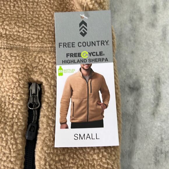 Free Country Free Cycle Camel Highland Sherpa Fleece Jacket Mens Size Small - Picture 3 of 10